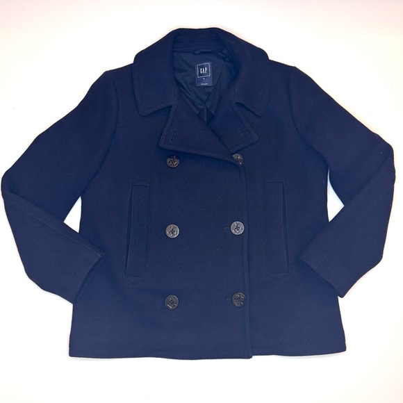 Gap Women’s Navy Blue  Wool Blend Double Breasted Peacoat Size- Extra Large - Picture 1 of 10